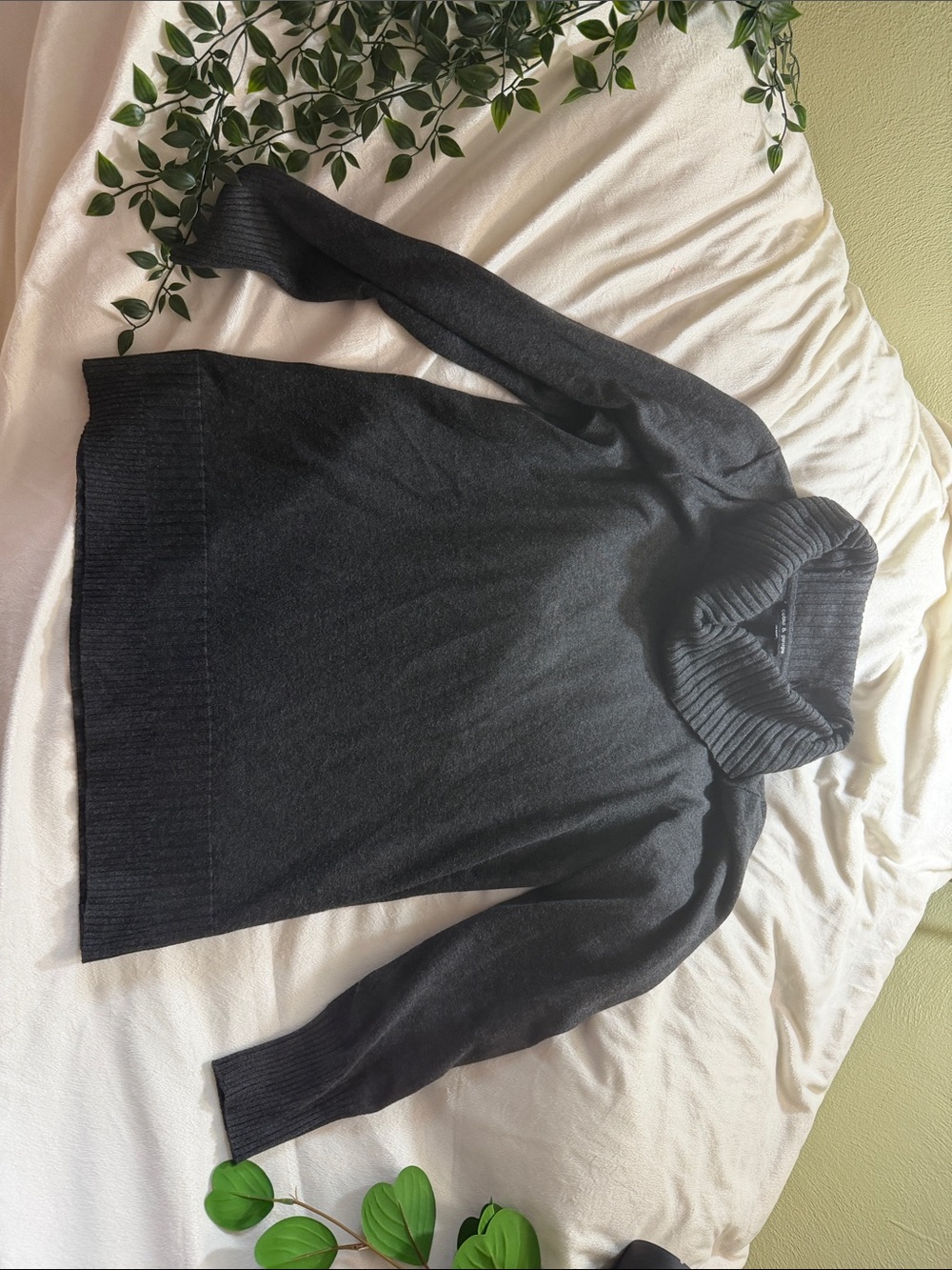 Cable & Gauge Charcoal Gray Cowl Neck Sweater